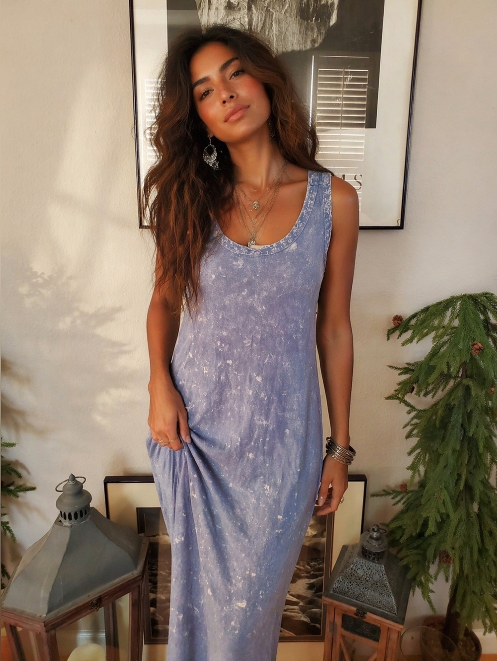 Chaser Blue Mineral-Wash Maxi Dress
